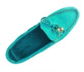 Mocassim Feminino Louis Vuitton Couro Verde Água