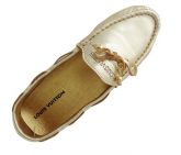 Mocassim Feminino Louis Vuitton Couro Dourado